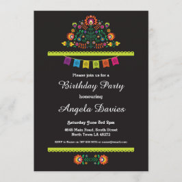 Fiesta Geburtstagsparty Mexikanisches Muster Einla Einladung