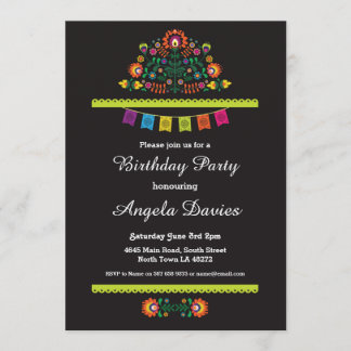 Fiesta Geburtstagsparty Mexikanisches Muster Einla Einladung