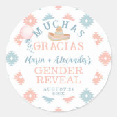 Fiesta Gender Reveal Vielen Dank Runder Aufkleber (Vorderseite)