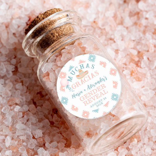 Fiesta Gender Reveal Vielen Dank Runder Aufkleber