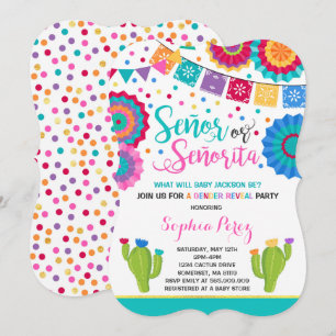 Fiesta Gender Reveitation Señor oder Señorita Einladung