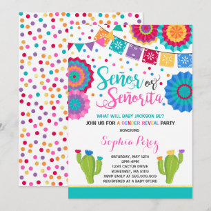 Fiesta Gender Reveitation Señor oder Señorita Einladung