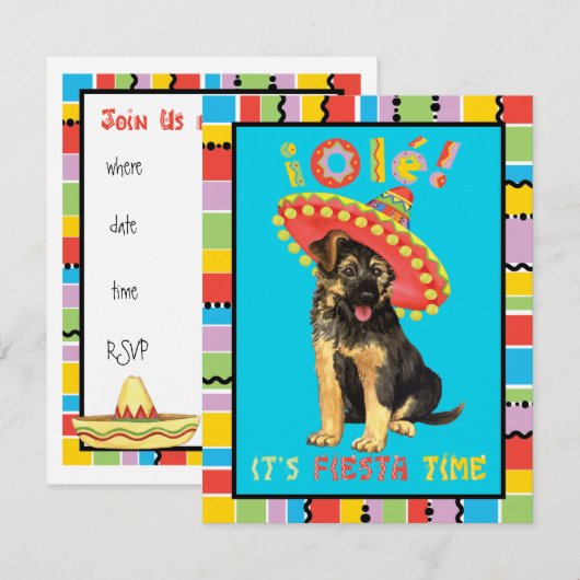 Fiesta German Shepherd Einladung (Vorne/Hinten)
