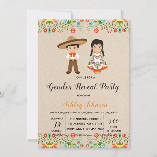 Fiesta Geschlecht: Party Einladung (Vorderseite)
