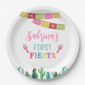 Fiesta Girl Birthday Mexican Paper Plate Pappteller (Vorderseite)