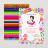 Fiesta Girl Gold Taufe Christening Einladung (Vorne/Hinten)