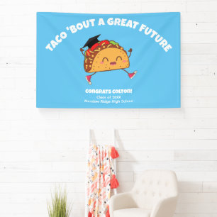 Fiesta Graduierungspartei Taco über eine große Zuk Banner