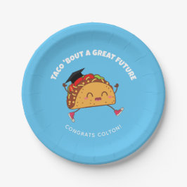 Fiesta Graduierungspartei Taco über eine große Zuk Pappteller