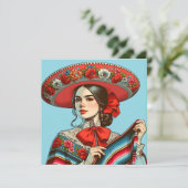 Fiesta Groovy Festive Sombrero Einladung (Stehend Vorderseite)