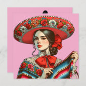 Fiesta Groovy Festive Sombrero Einladung (Vorne/Hinten)