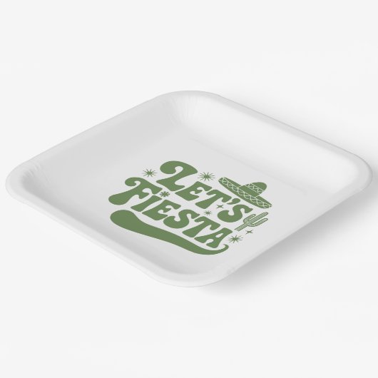 Fiesta Groovy Sombrero Cacti feierlich Pappteller (Gewinkelt)