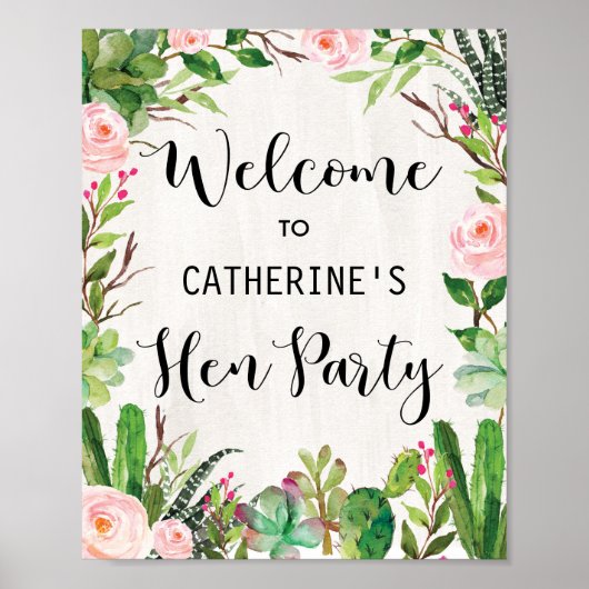 Fiesta Hen Party Hens Night Welcome Poster Cactus (Vorne)
