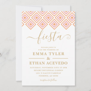 Fiesta Hochzeit Einladung, Rosa und Gold Einladung