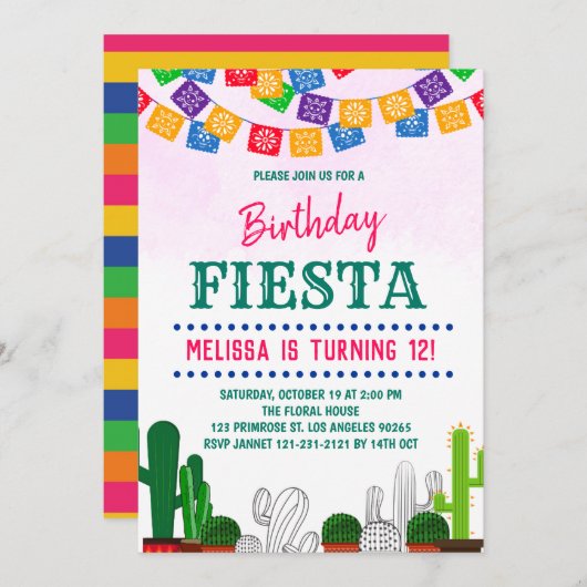 Fiesta Holy Cactus Mexican Cinco de Mayo Birthday Einladung (Vorne/Hinten)