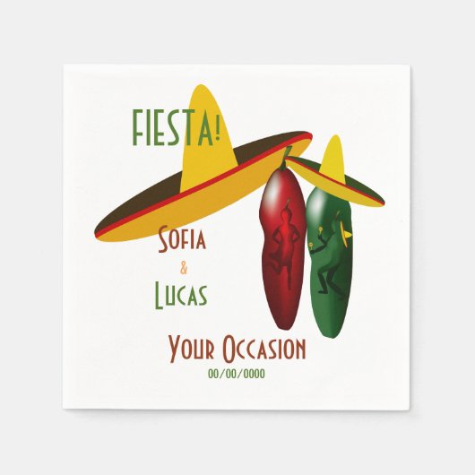 Fiesta Hot Pepper Dance Couple Cocktail Napkin Serviette (Vorderseite)
