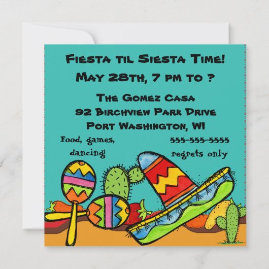 Fiesta individuelle Einladungen zum Geburtstag (Rückseite)