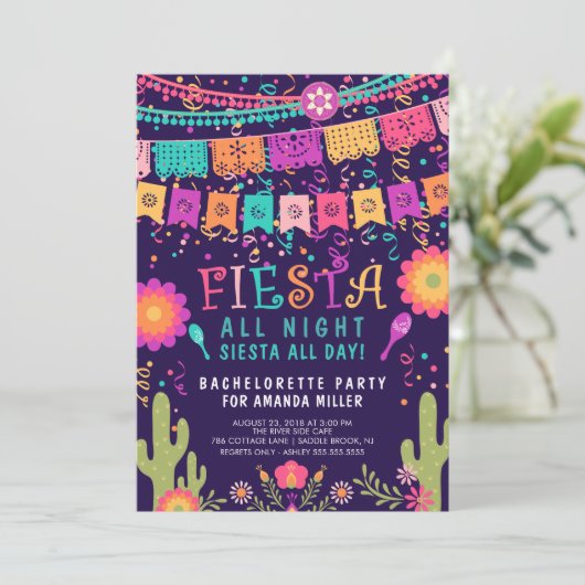Fiesta Junggeselinnen-Abschied Einladung für die g (Stehend Vorderseite)
