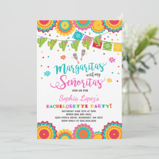 Fiesta Junggeselinnen-Abschied Einladung Señorita (Stehend Vorderseite)