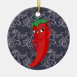 Fiesta-Junggesellinnenabschied mit roter scharfer  Keramik Ornament