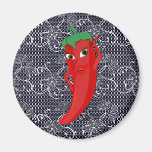 Fiesta-Junggesellinnenabschied mit roter scharfer  Magnet