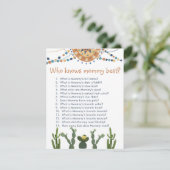 Fiesta Kaktus Baby Dusche Spiel Begleitkarte (Stehend Vorderseite)