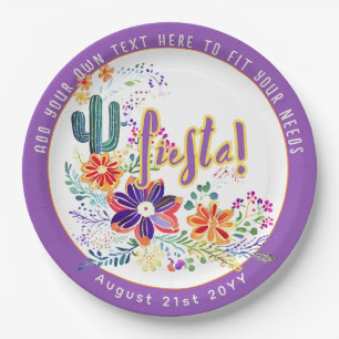 FIESTA Kaktus Folkart Blumen Custom Pappteller