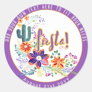 FIESTA Kaktus Folkart Blumen Custom Runder Aufkleber