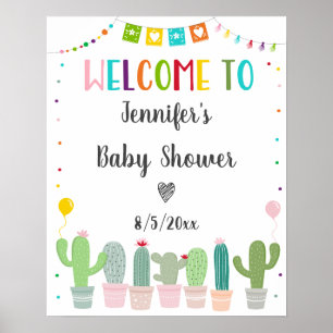 Fiesta-Kaktus-Geschlechtsneutrale Babyparty-Willko Poster