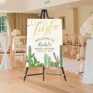 Fiesta Kaktus Gold Schriftzug Brautparty Willkomme Fotodruck