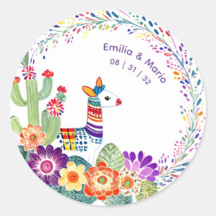 FIESTA Kaktus Volkskunst Blumen Custom Runder Aufkleber
