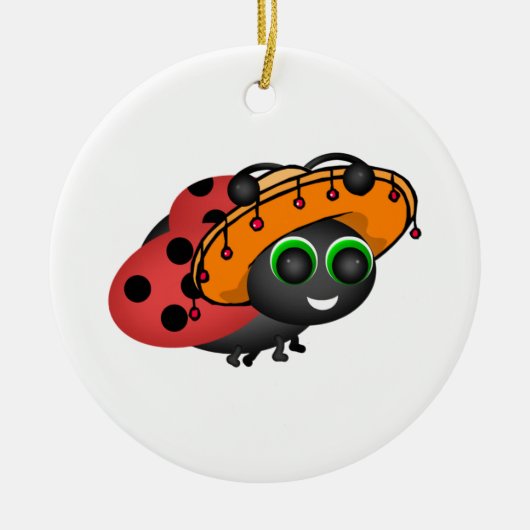 Fiesta Ladybug in Sombrero Keramik Ornament (Vorne)