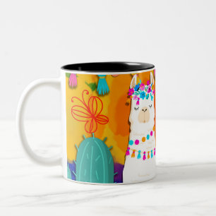 Fiesta Lama Cinco De Mayo Farbige Spaß Wasserfarbe Zweifarbige Tasse