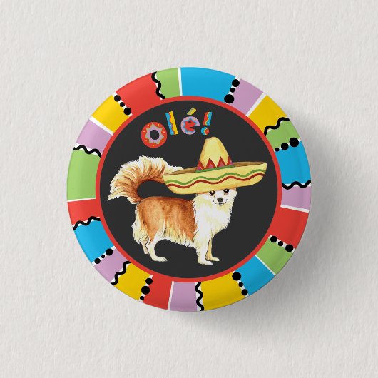 Fiesta-lange Mantel-Chihuahua Button (Vorderseite)