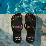 Fiesta Lights Personalisierte Flip Flops Badesandalen<br><div class="desc">Machen Sie Ihre Flip Flops ein wenig kaliente! Der Text kann so angepasst werden,  dass er einen Namen enthält oder alles sagt,  was Ihnen gefällt (Trauzeugin,  Brautmädchen usw.) Wählen Sie aus einer Vielzahl von Bandbreiten und Farben.</div>