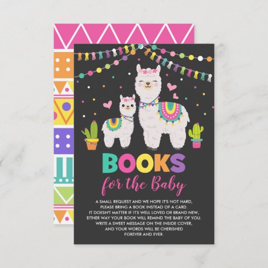 Fiesta Llama Alpaca Cactus Books for Baby Girl Begleitkarte (Vorne/Hinten)