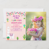 Fiesta Llama Alpaca Kindergeburtstag Foto Einladung (Vorderseite)