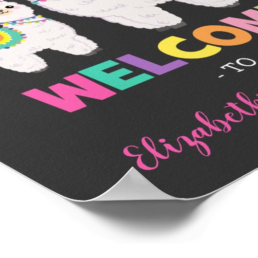 Fiesta Llama Baby Shower / Cactus Alpaca Geburtsta Poster (Ecke)