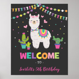Fiesta Llama / Cactus Alpaca Mexican Birthday Poster