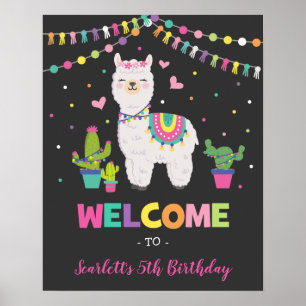Fiesta Llama / Cactus Alpaca Mexican Birthday Poster