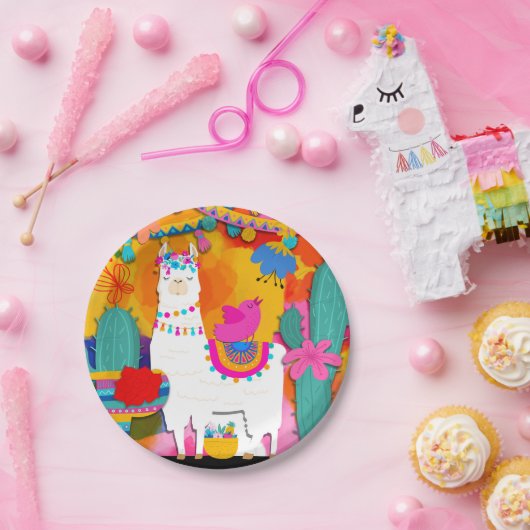 Fiesta Llama Cinco De Mayo Birthday Party Pappteller (Party)