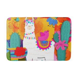 Fiesta Llama Cinco De Mayo Farbige Lustige Aquarel Badematte