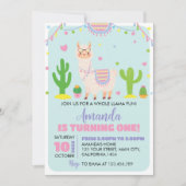 Fiesta Llama Fun 1. Geburtstag Einladung (Vorderseite)