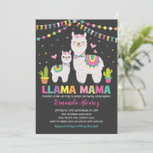 Fiesta Llama Girl Babydusche / Cactus Alpaca Einladung (Stehend Vorderseite)