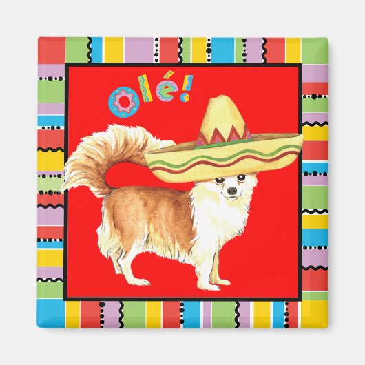 Fiesta Long Coat Chihuahua Magnet (Vorne)