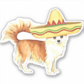 Fiesta Long Coat Chihuahua Vinyl Sticker (Vorderseite)