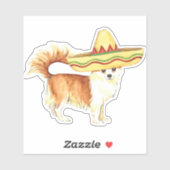 Fiesta Long Coat Chihuahua Vinyl Sticker (Blatt)