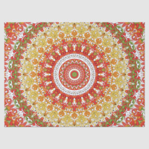 Fiesta-Mandala-Muster in Rot, Gelb und Grün Seidenpapier