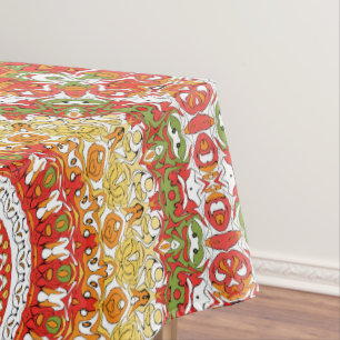 Fiesta-Mandala-Muster in Rot, Gelb und Grün Tischdecke
