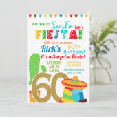 Fiesta Mann / männliche 60. Geburtstagseinladung.  Einladung (Stehend Vorderseite)