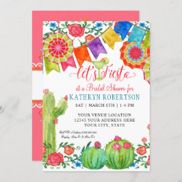 Fiesta Margarita Floral Cactus Art Brautparty Einladung